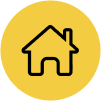 A yellow circle with an outline of a house.